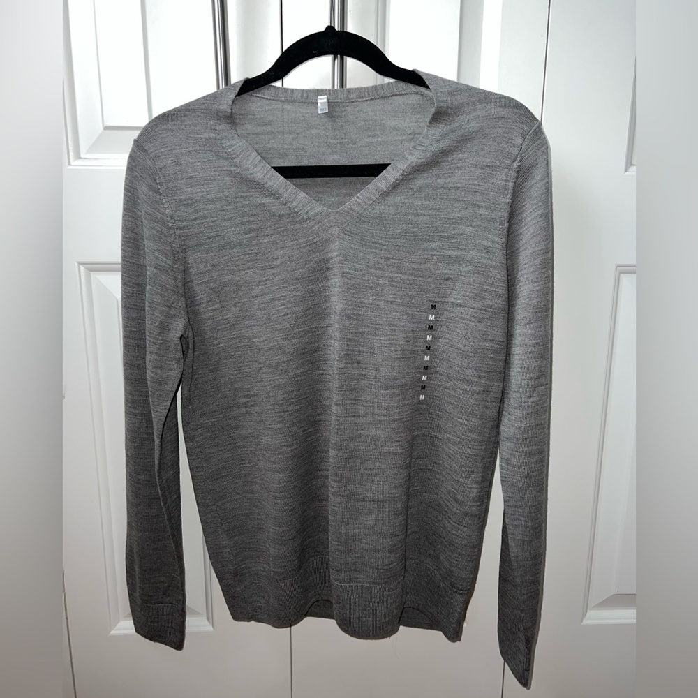 Uniqlo Wool Grey V-Neck Sweater